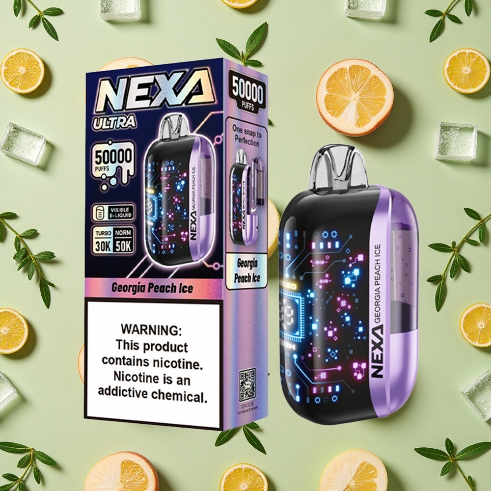 NEXA Ultra 50000 Puffs 20ml E-líquido Pêssego da Geórgia Gelo Display 3D