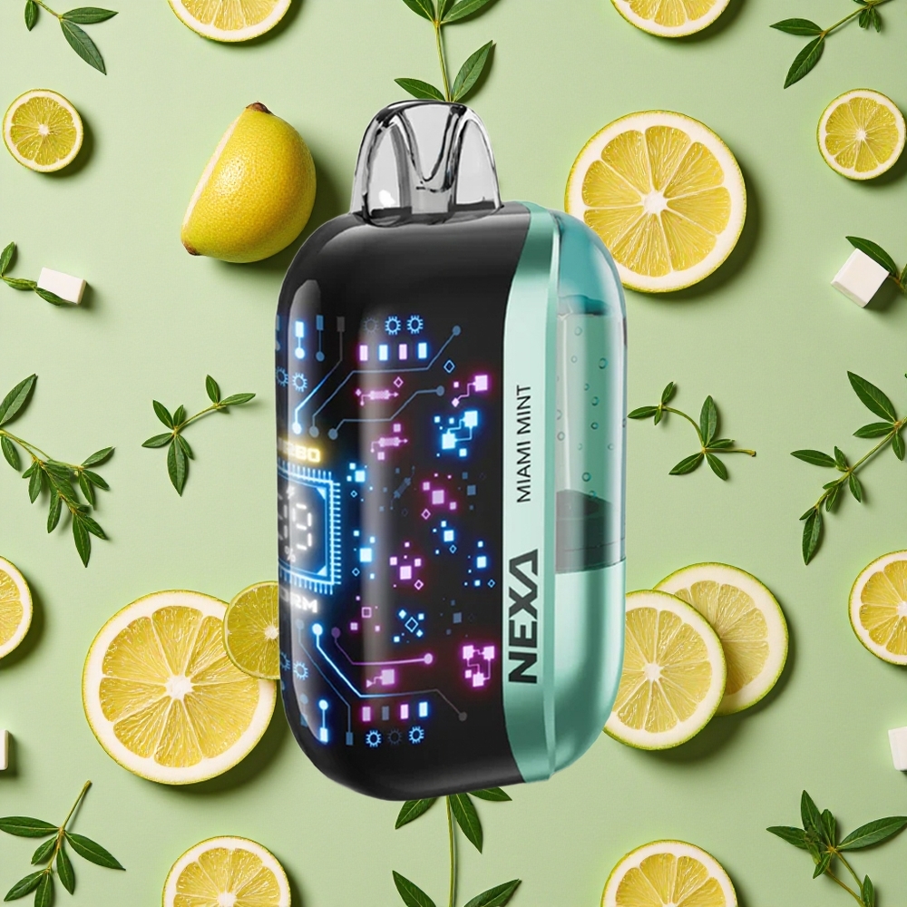 NEXA Ultra 50000 Tragos Vape Miami Menta Tipo-C Carregamento e Tela Curva 3D