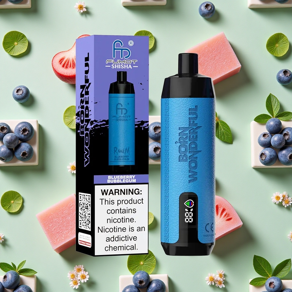 RandM Fumot Shisha 10000 Puffs 18ml E-líquido Chiclete de Mirtilo Vape descartável