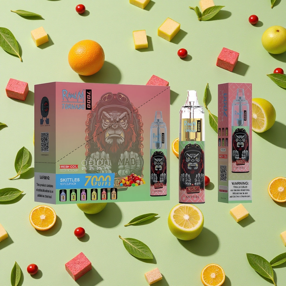 RandM Fumot Tornado 7000 Puffs 14 ml E-líquido Arco-Íris Descartável