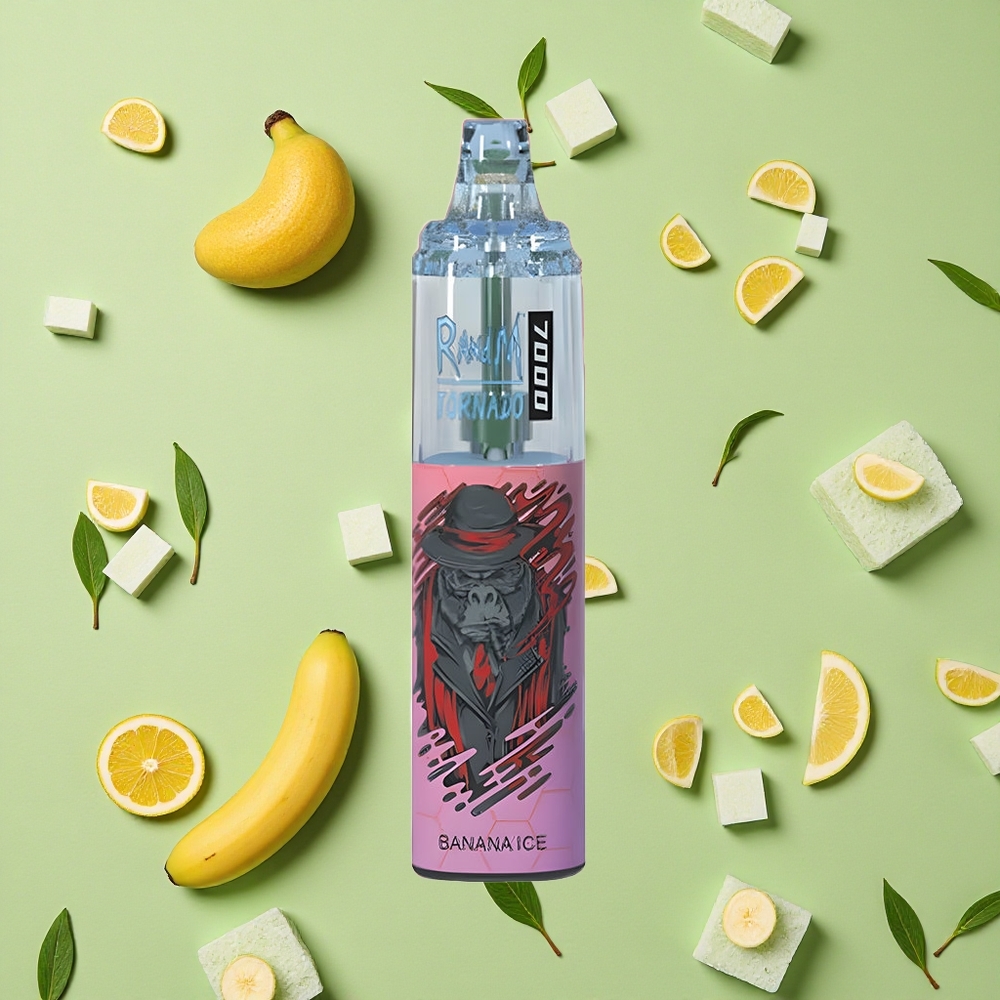 RandM Fumot Tornado 7000 Puffs 14 ml E-líquido Banana Ice (Banana Gelo)