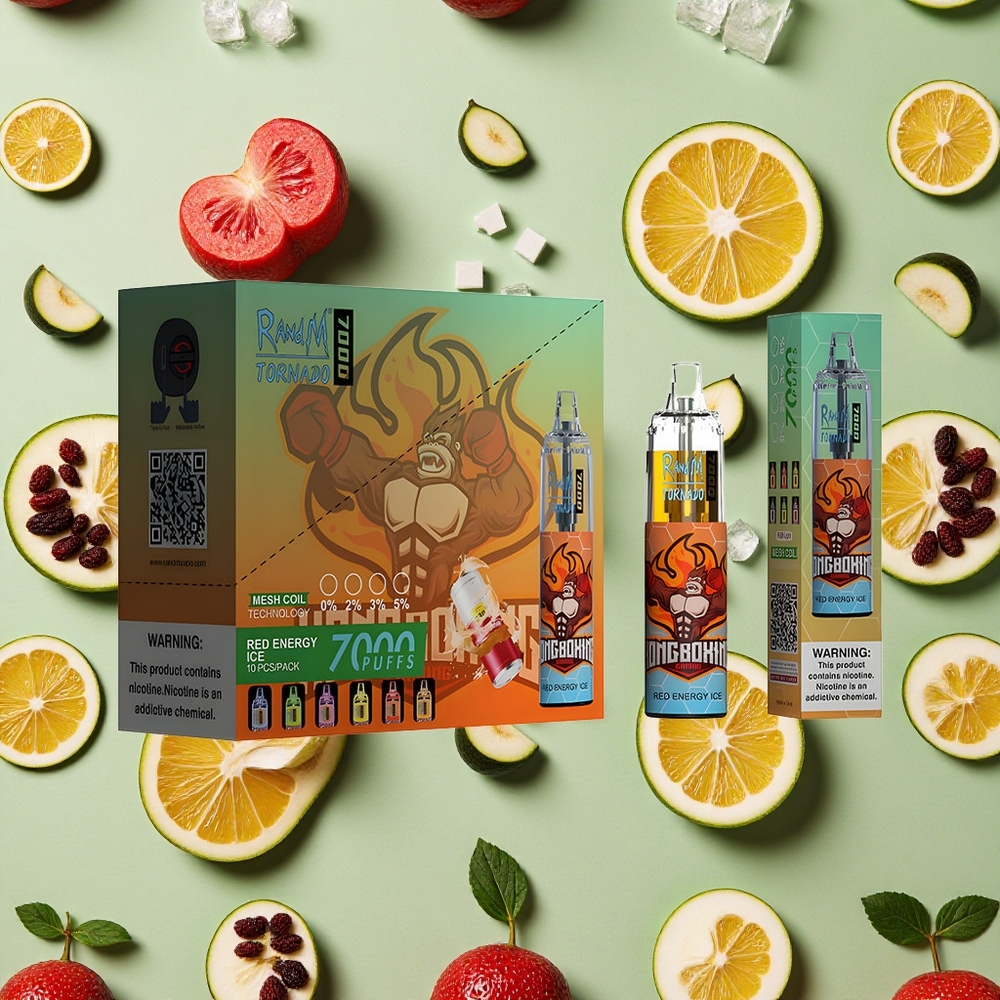 RandM Fumot Tornado 7000 Puffs 14 ml E-líquido Energia Vermelha Gelo