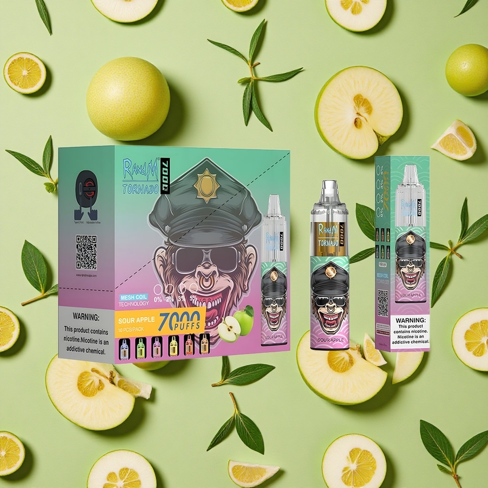 RandM Fumot Tornado 7000 Puffs 14 ml E-líquido Maçã Azeda Vape descartável