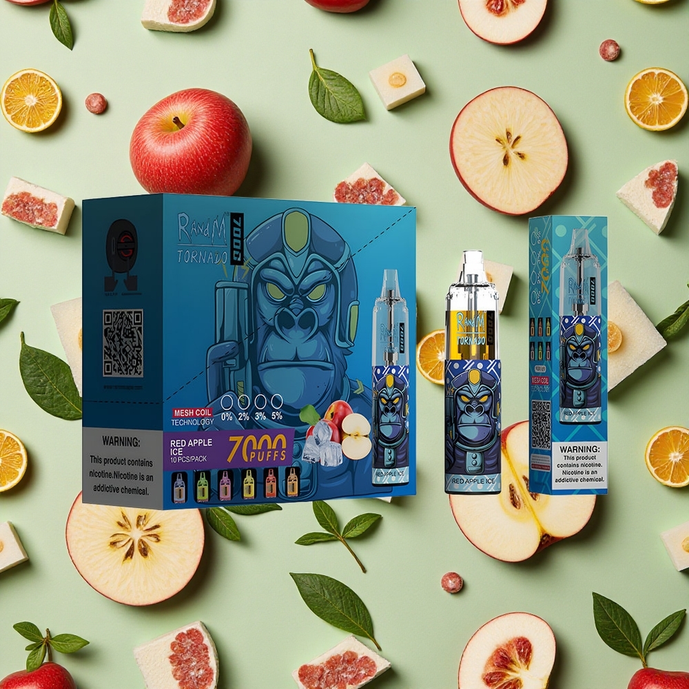 RandM Fumot Tornado 7000 Puffs 14 ml E-líquido Maçã Vermelha Gelo