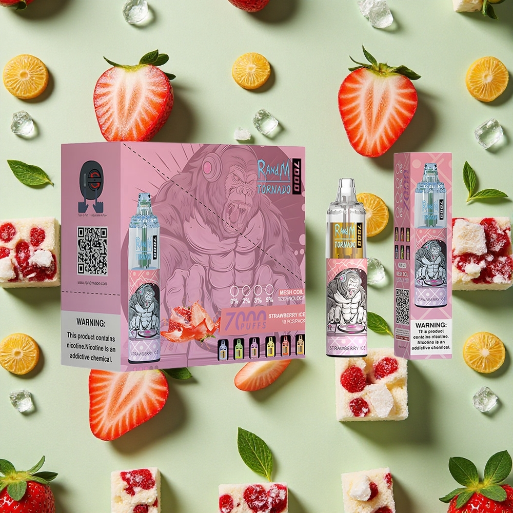 RandM Fumot Tornado 7000 Puffs 14 ml E-líquido Morango Gelado
