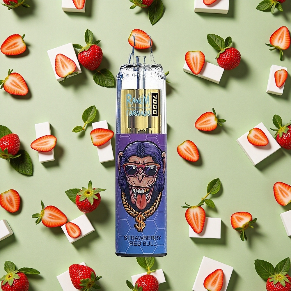 RandM Fumot Tornado 7000 Puffs 14 ml E-líquido Morango Red Bull