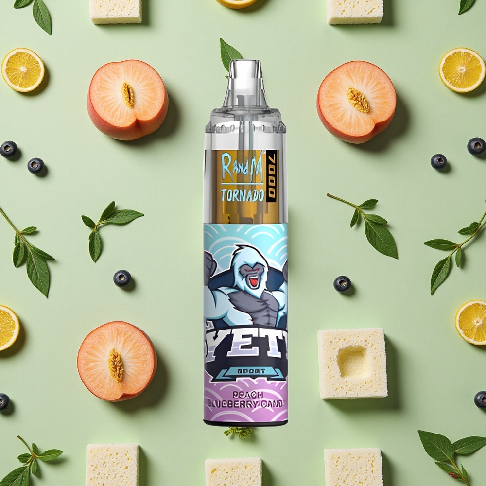 RandM Fumot Tornado 7000 Puffs 14 ml E-líquido Pêssego Amora Doce