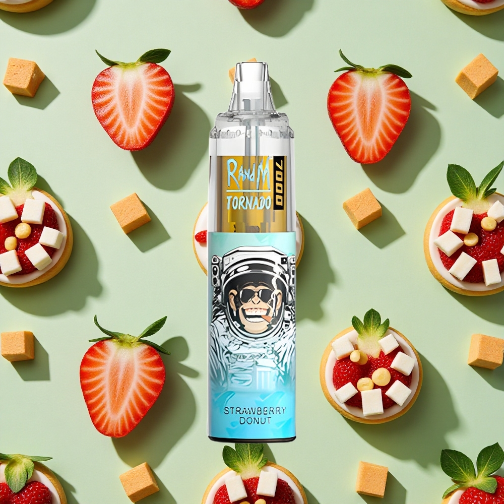 RandM Fumot Tornado 7000 Puffs 14ml E-líquido Donut de Morango