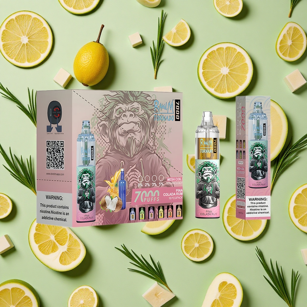 RandM Fumot Tornado 7000 Puffs 14ml E-líquido Pina Colada Rum Português