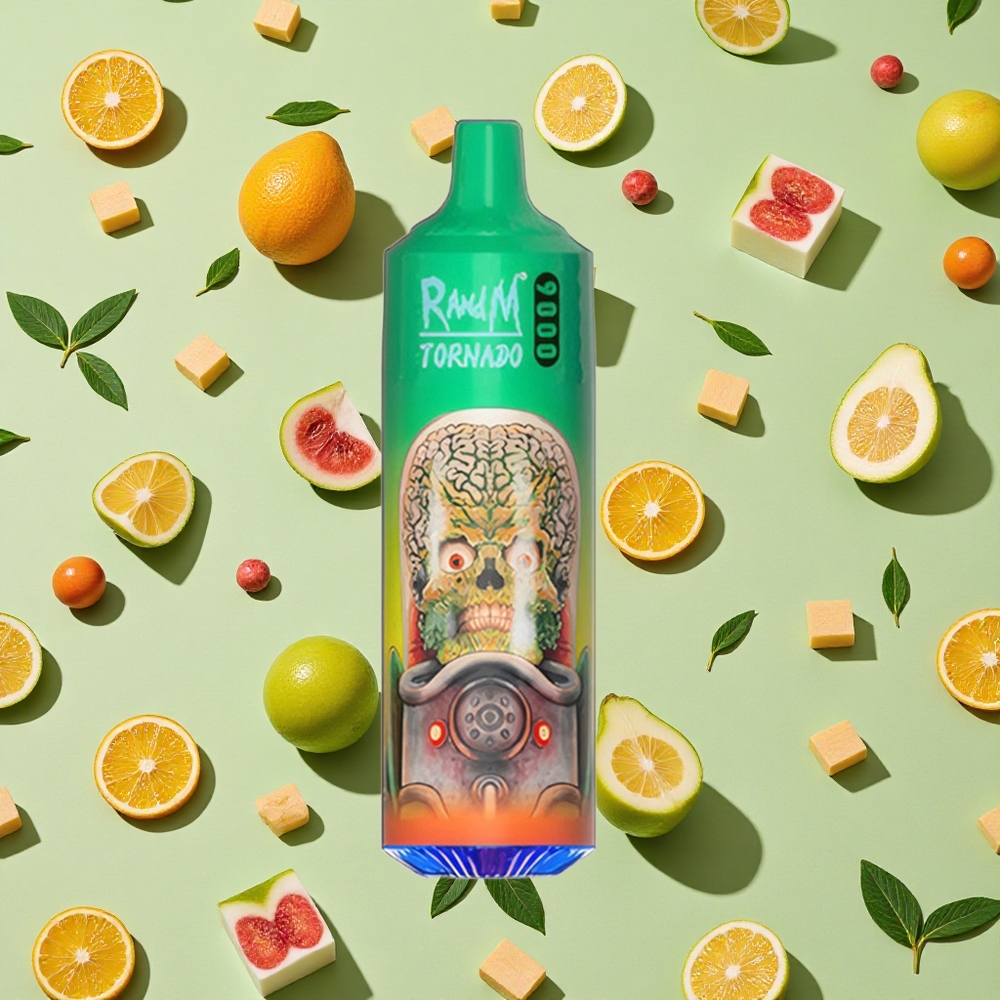 RandM Fumot Tornado 9000 Puffs 18 ml E-líquido Doces Arco-Íris Vape descartável