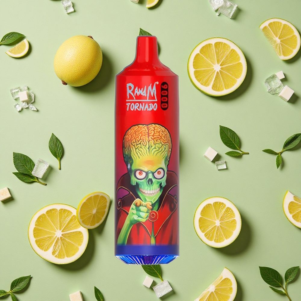 RandM Fumot Tornado 9000 Puffs 18 ml E-líquido Gelo Luxuriante Vape descartável