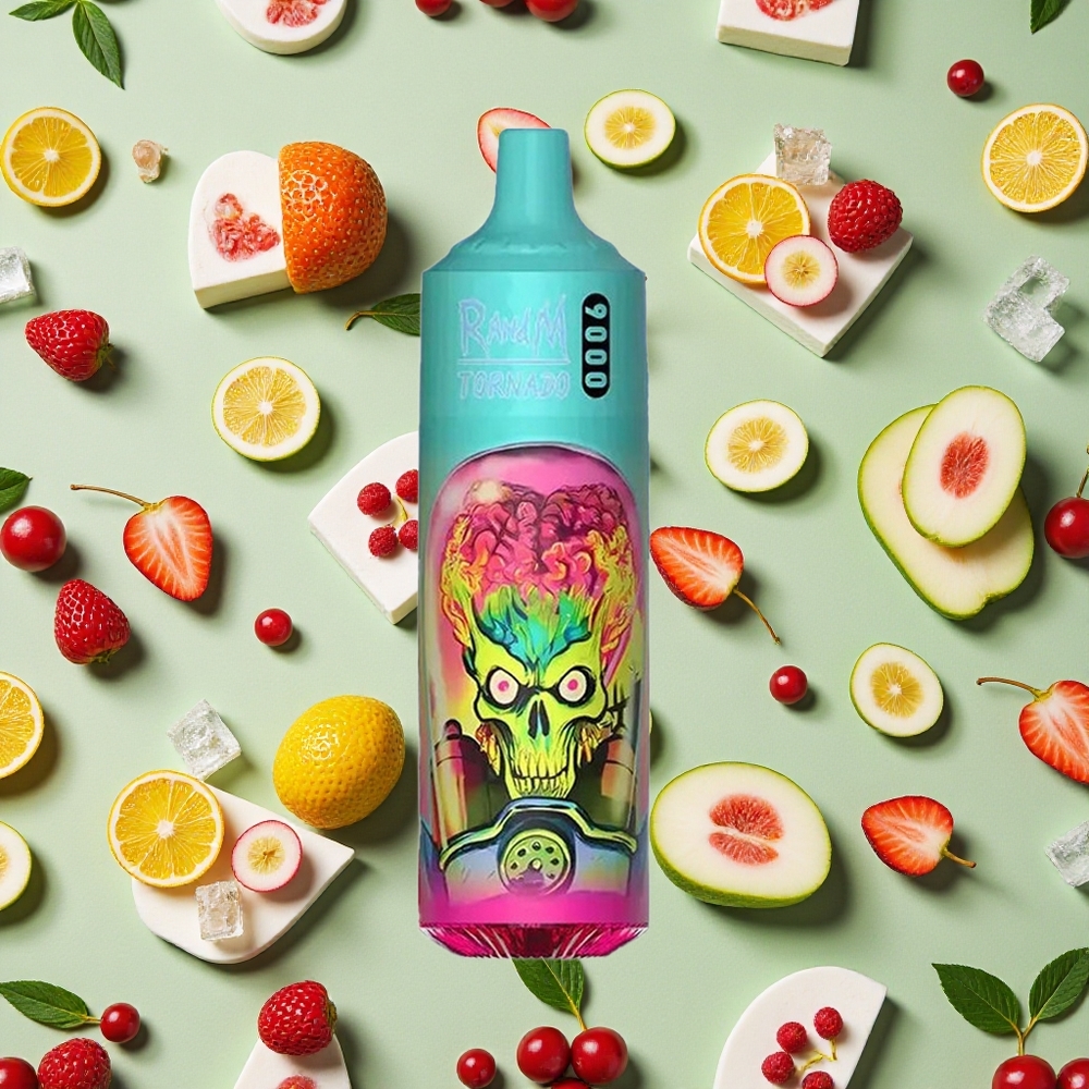 RandM Fumot Tornado 9000 Puffs Morango Framboesa Cereja Gelo