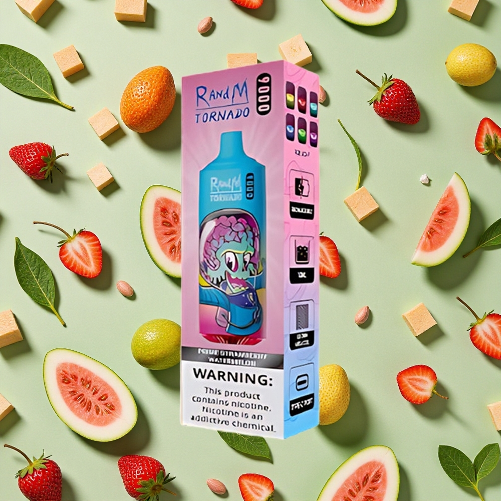 RandM Fumot Tornado 9000 Puffs Morango Melancia Vape descartável Prime