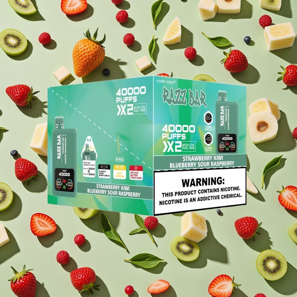 Razz Bar 40000 Puffs Tela de Potência Morango Kiwi_Mirtilo Framboesa Azeda