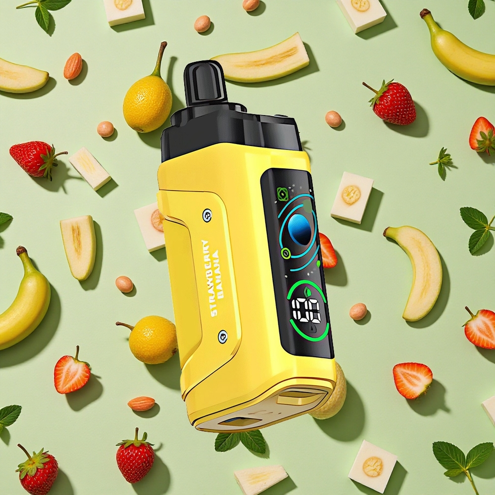 Razz Bar 45000 Baforadas Vape Descartável Morango Banana 20 mg/ml E-líquido