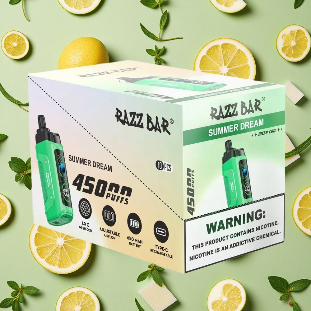 Razz Bar 45000 Cargas Vaporizador Descartável Sonho de Verão 10 Ohm Mesh 650 Mah