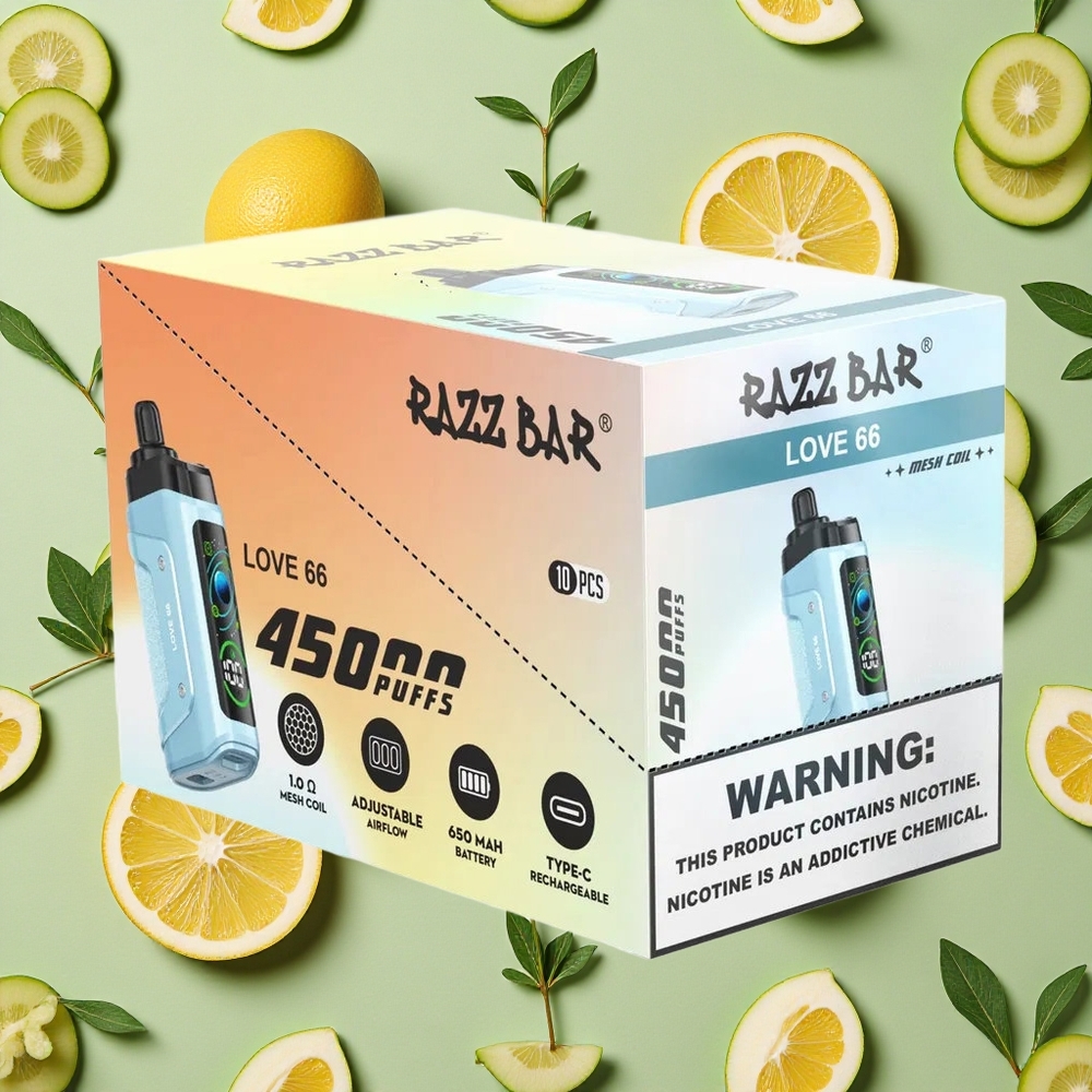 Razz Bar 45000 Puffs Amor 66 Sabor Combinação 10 Ohm Bobina de Malha 650 Mah Bateria