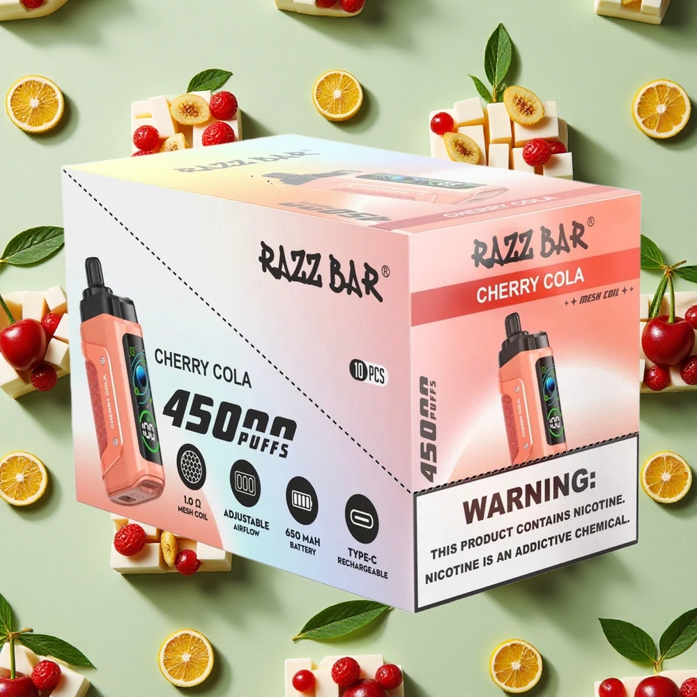 Razz Bar 45000 Puffs Vape Cereja Cola 10 Ohm Mesh 650mAh