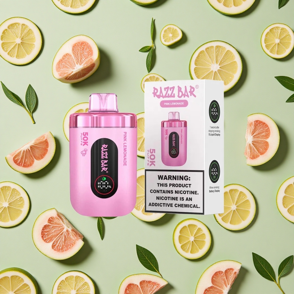 Razz Bar 50K Puffs 2 Nic Limonada Rosa Vape descartável