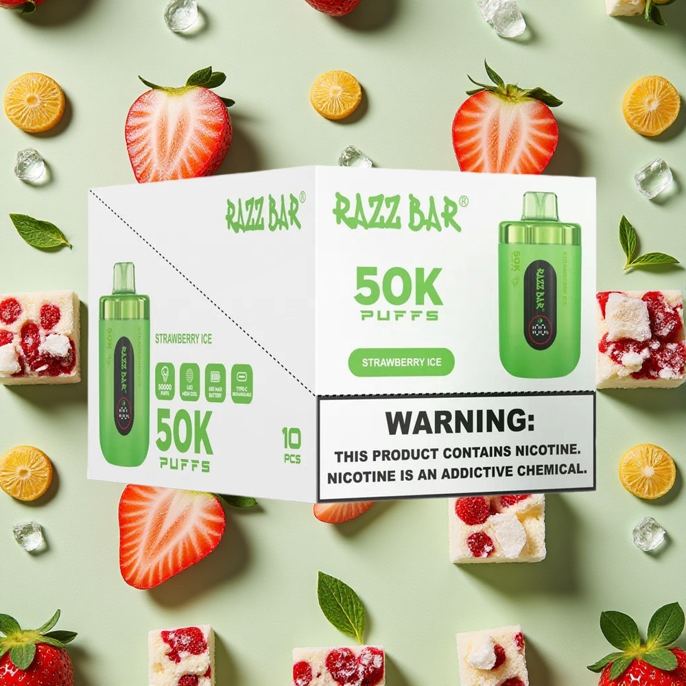 Razz Bar 50K Puffs 2 Nic Morango Gelo