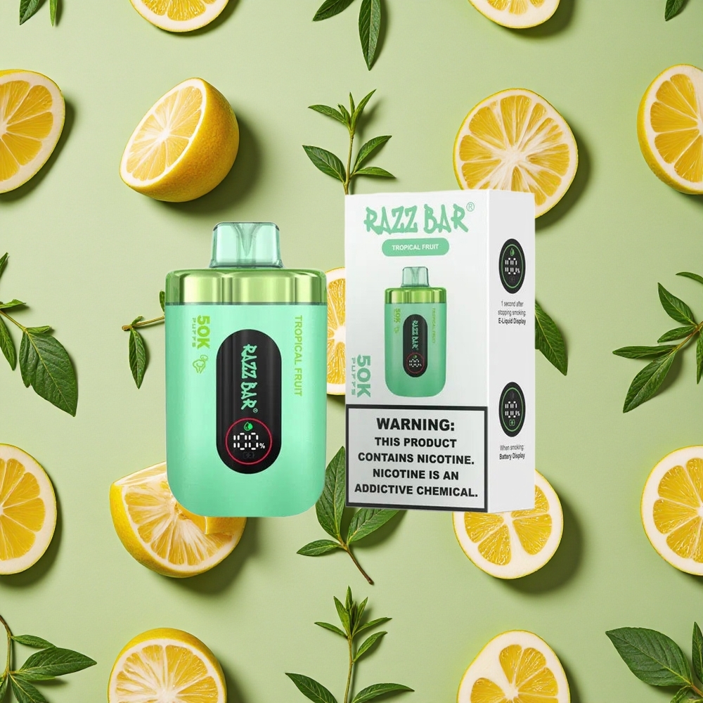 Razz Bar 50K Puffs Frutas Tropicais Vape descartável 10 Ohm 2 Nicotina