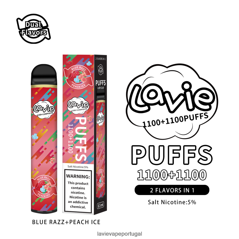 LAVIE Vape Lisbon - LAVIE BAR Switch 2.200 baforadas razz azul/gelo de pêssego TB68V6298