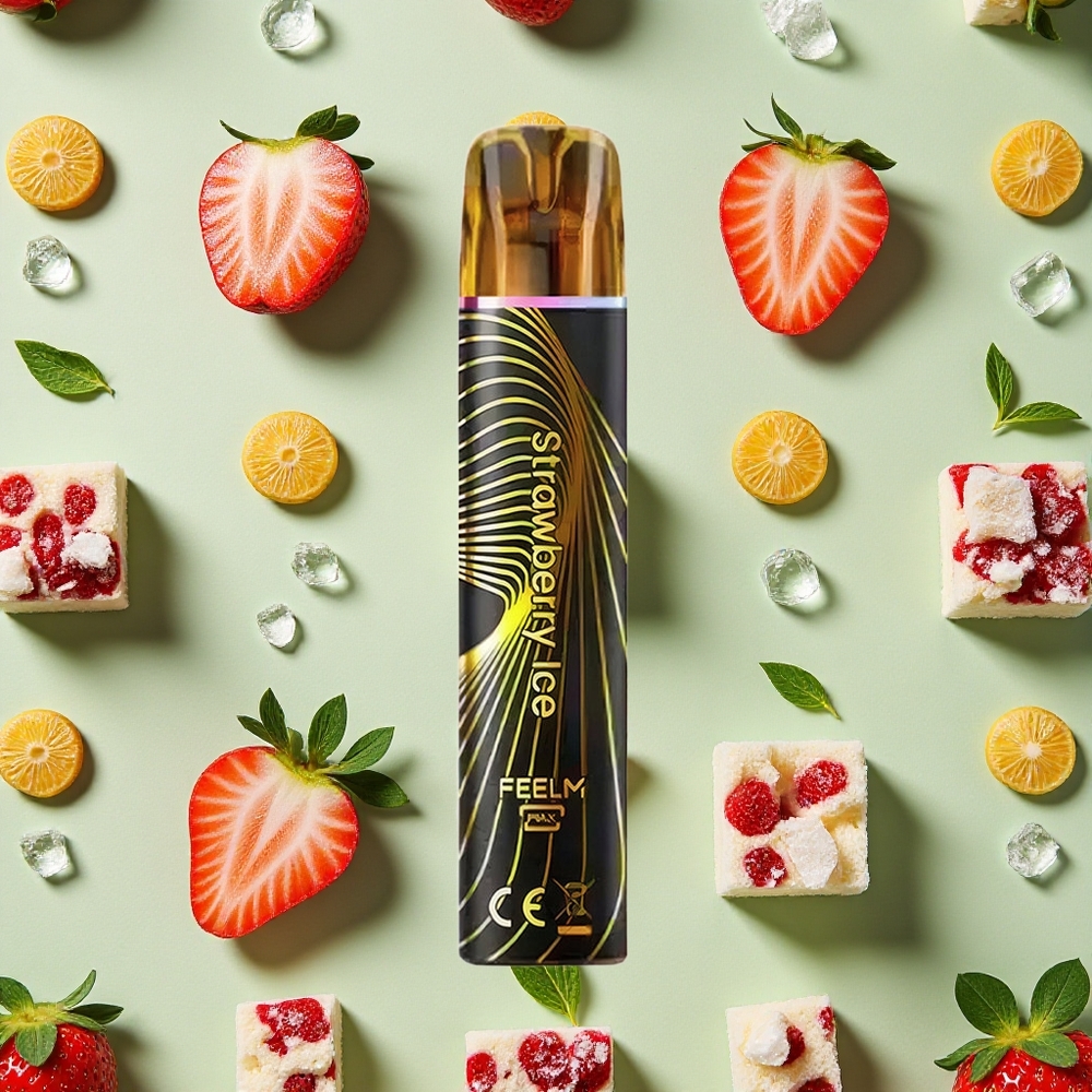 JNR Black&Golden 600+200 Puffs Morango Gelo Vape descartável