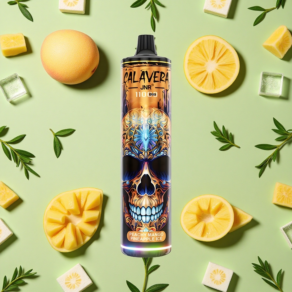 JNR Calavera 11000 Puffs 21ml E-líquido Pêssego Manga Abacaxi Gelo