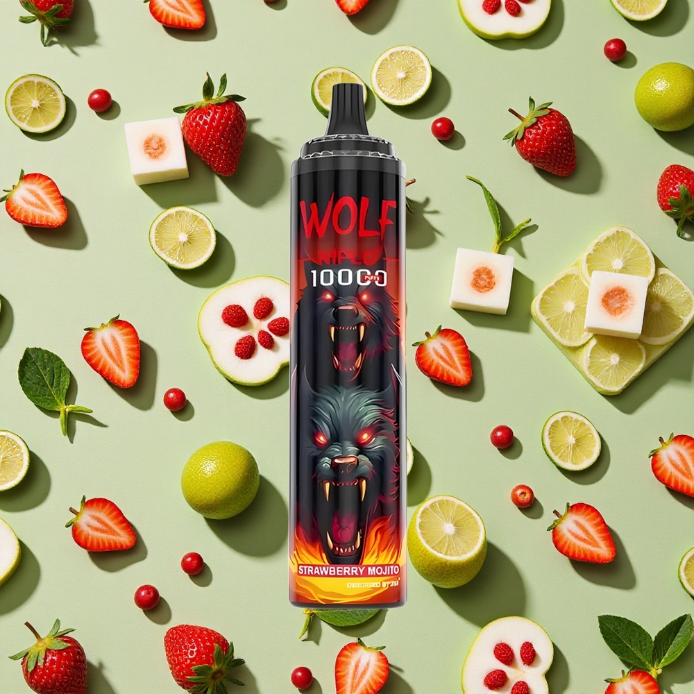 JNR Wolf Niplo 10000 Puffs Morango Mojito 20ml E-líquido 650mAh