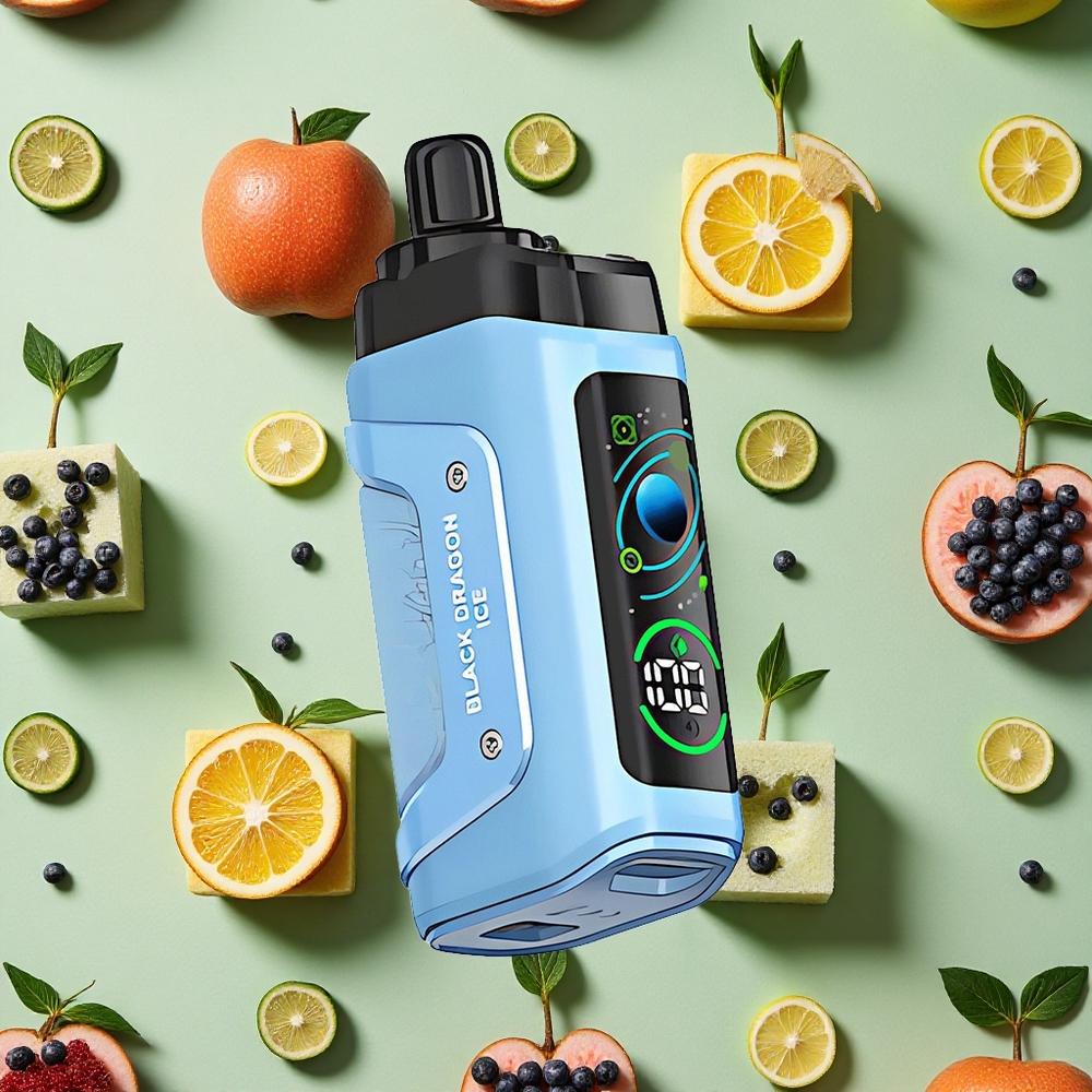 Razz Bar 45000 Baforadas Vape Descarga Dragão Negro Gelo 1.0 Ohm 650mAh